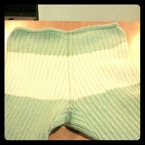 Knit leggings.  Winter.  Sea green and light.  W S
